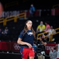 TOKYO, JAPAN August 2:  Brittney Griner #15 of the United States during team warm up before the Fran...
