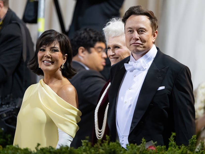 Kris Jenner and Elon Musk are seen arriving at The 2022 Met Gala Celebrating "In America: An Antholo...
