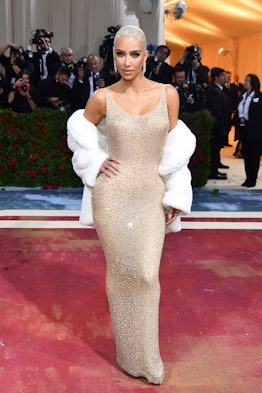 Kim Kardashian arrives for the 2022 Met Gala 