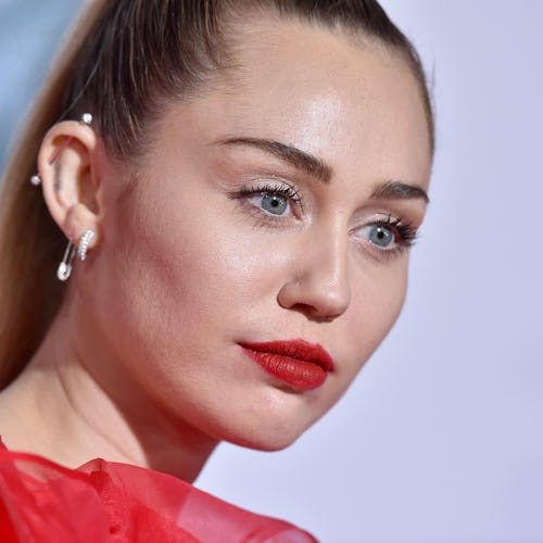Miley Cyrus rocking the edgy and chic industrial ear piercing.
