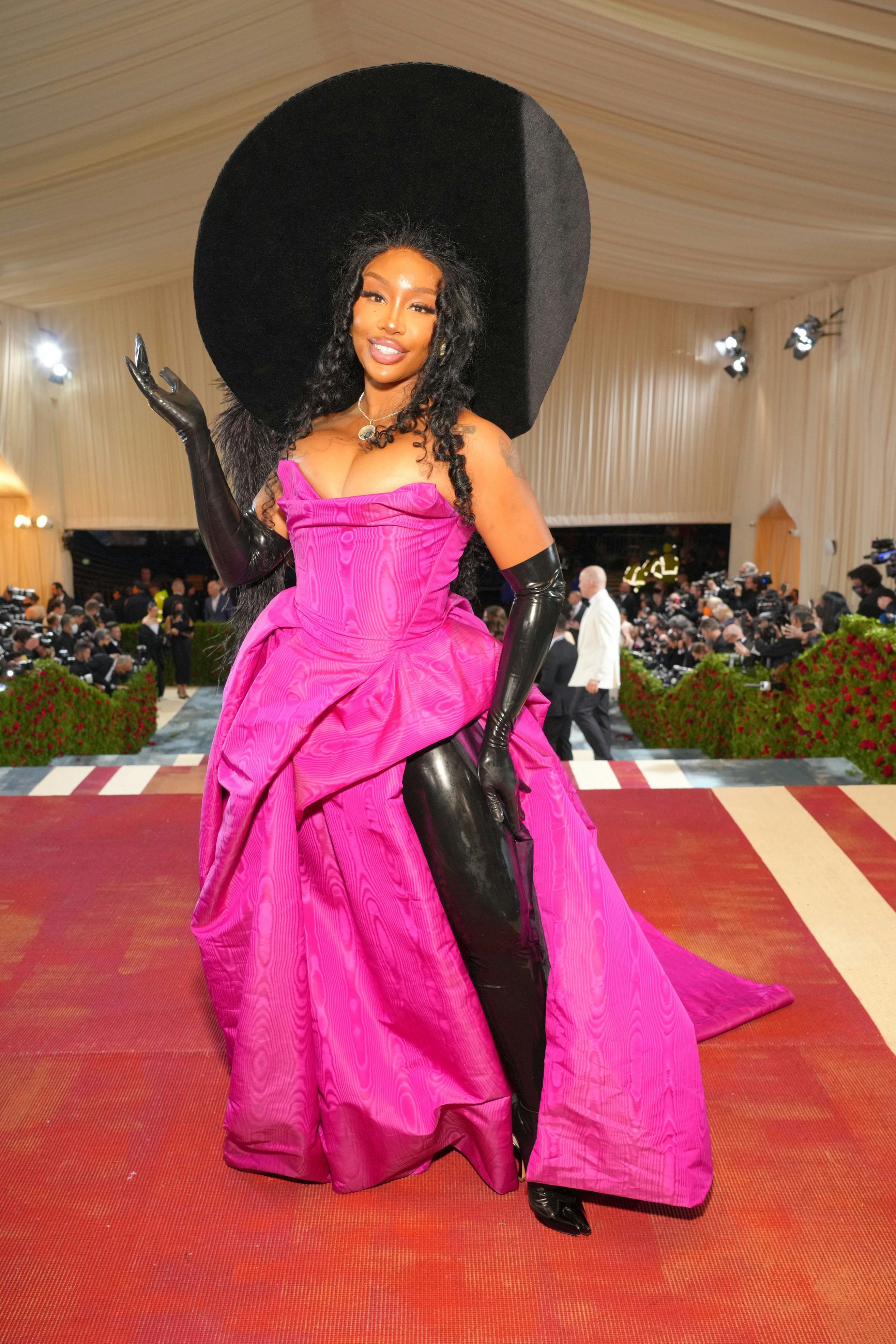 Sza at the Met Gala in a corset gown.