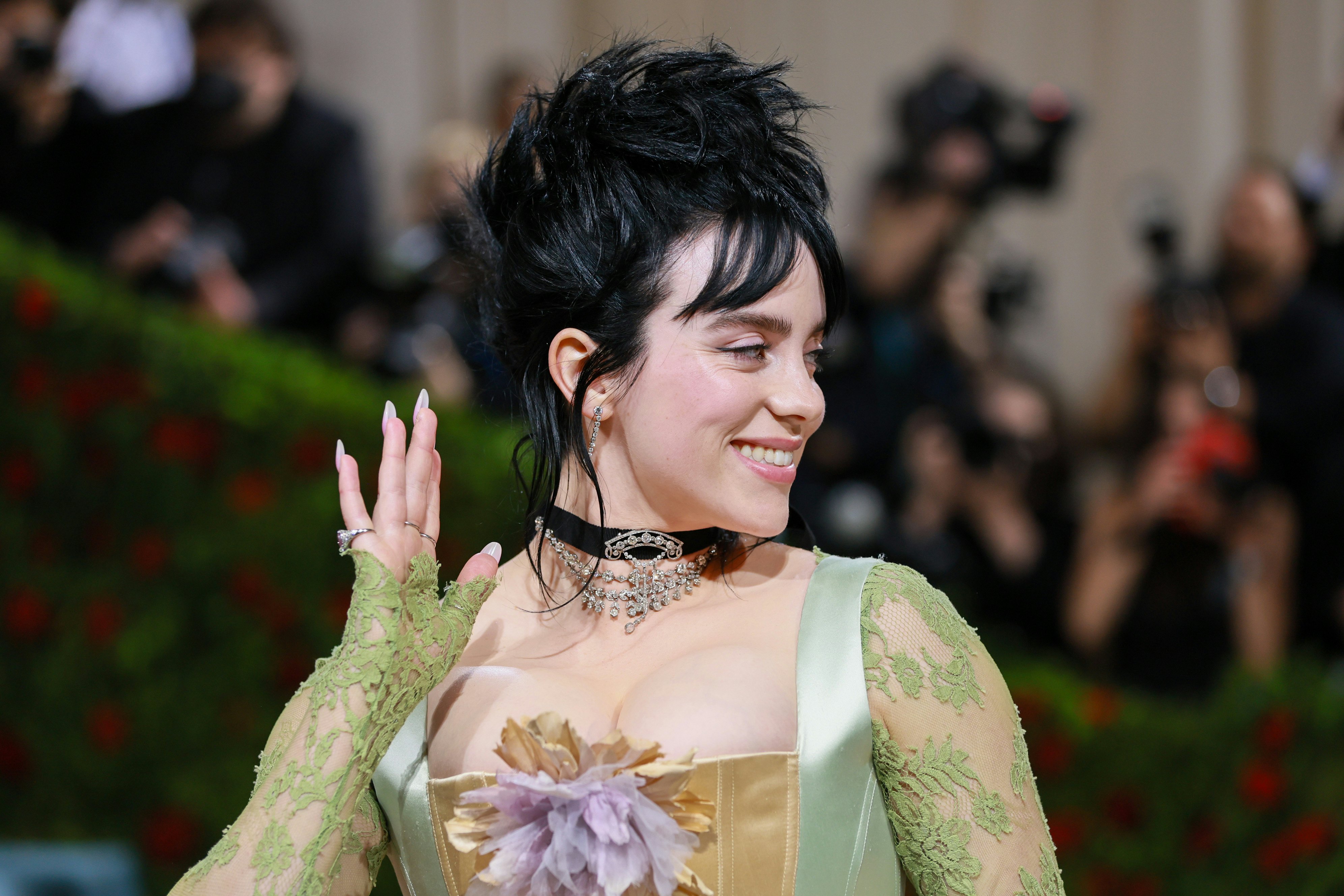 Fashion, Shopping & Style, Billie Eilish Straps Into a Pastel Corset Dress  For the 2022 Met Gala