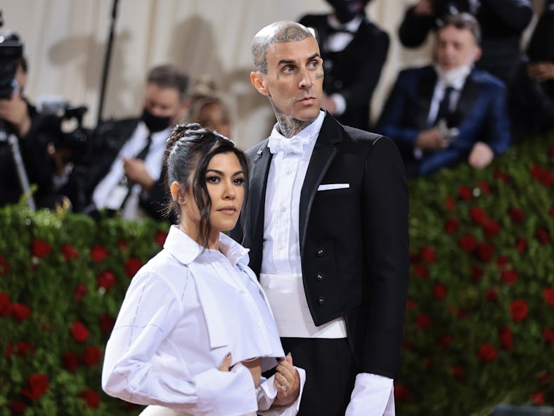 NEW YORK, NEW YORK - MAY 02: (L-R) Travis Barker and Kourtney Kardashian attend The 2022 Met Gala Ce...