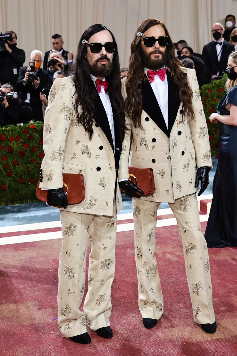 NEW YORK, NEW YORK - MAY 02: (L-R) Alessandro Michele and Jared Leto attend The 2022 Met Gala Celebr...