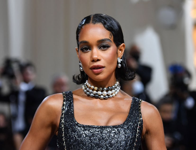 Laura Harrier’s 2022 Met Gala hair was flipped out at the end for retro vibes.