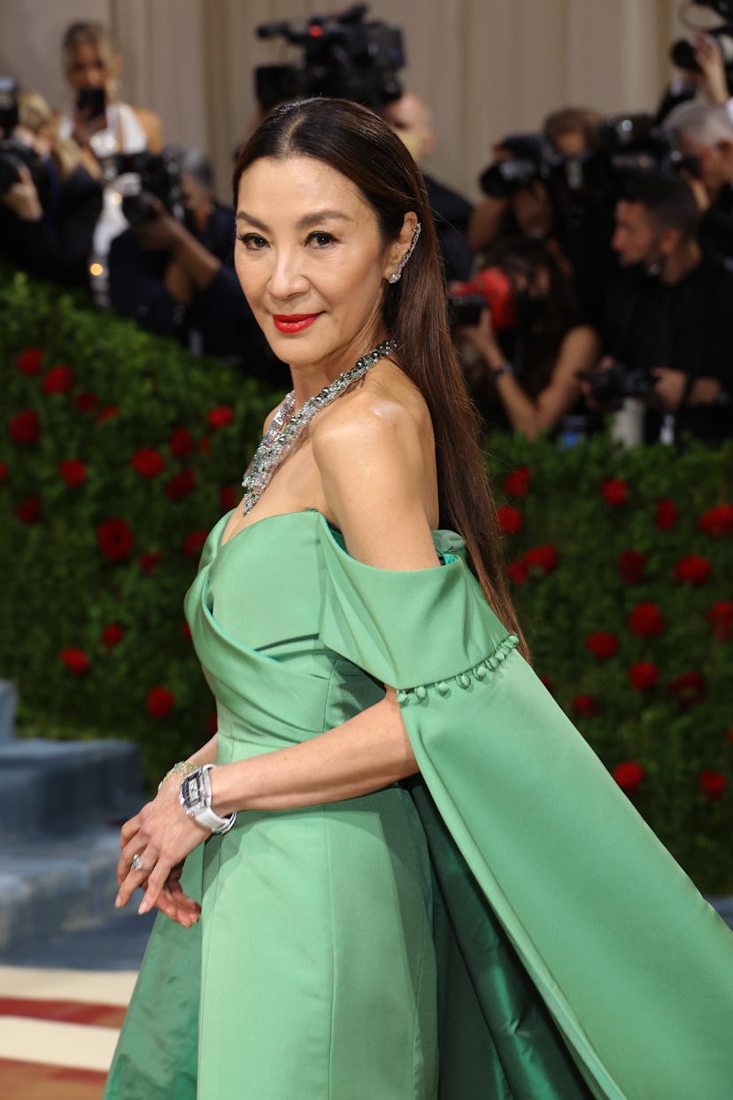 Michelle Yeoh wears a classic red lip at the 2022 Met Gala Celebrating “In America: An Anthology of …