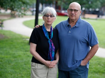 Natick, MA - July 30: Ina and David Steiner in Natick, MA on July 30, 2021. They are a Natick couple...