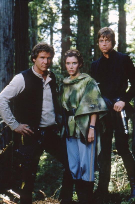 Harrison Ford, Carrie Fisher and Mark Hamill on the set of Star Wars: Episode VI - Return of the Jed...