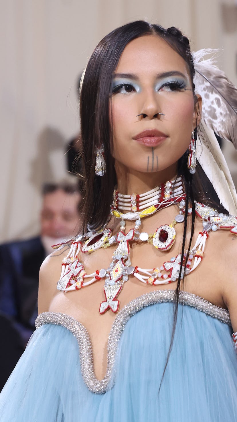 NEW YORK, NEW YORK - MAY 02: Quannah Chasinghorse attends "In America: An Anthology of Fashion," the...
