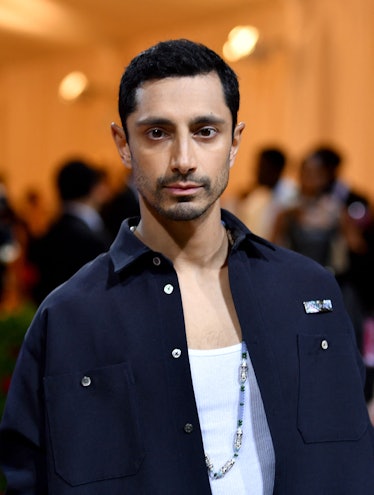 British actor Riz Ahmed arrives for the 2022 Met Gala at the Metropolitan Museum of Art on May 2, 20...