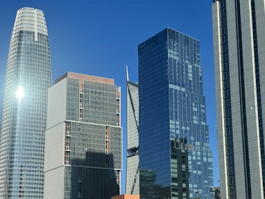 Buildings including the Salesforce Tower and Millenium Tower are visible in the urban skyline of San...