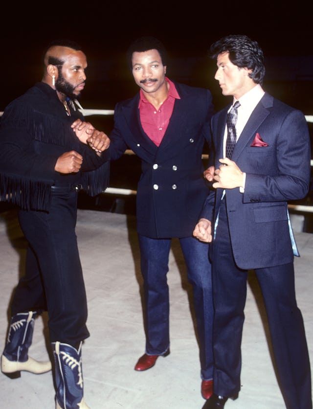 LOS ANGELES - MARCH 27:   Actor Mr. T, actor Carl Weathers and actor Sylvester Stallone attend the "...