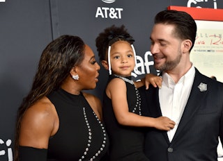 Serena Williams, Alexis Olympia Ohanian Jr. and Alexis Ohanian attend the Premiere of "King Richard"...