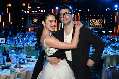 LOS ANGELES, CALIFORNIA - MARCH 13: Margaret Qualley and Jack Antonoff with Champagne Collet & OBC W...