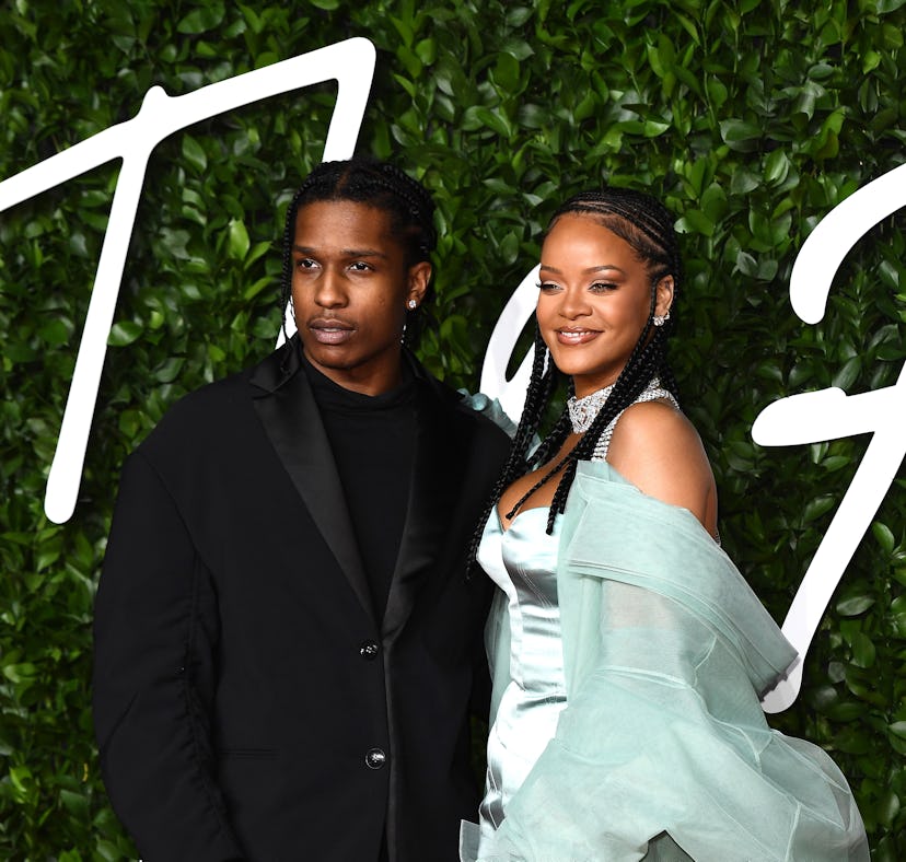 ASAP Rocky and Rihanna attend The Fashion Awards in 2019.
