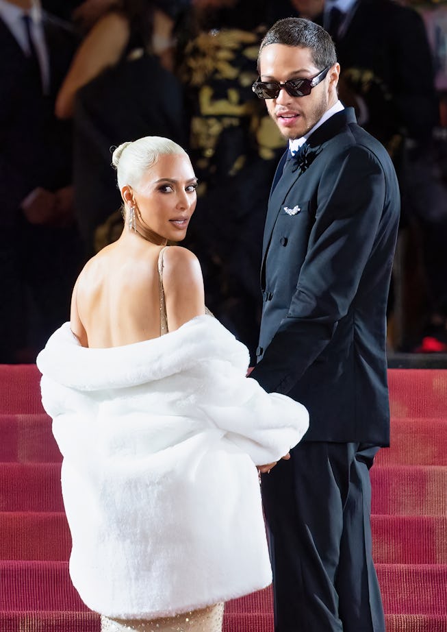 NEW YORK, NEW YORK - MAY 02: Kim Kardashian and Pete Davidson arrive to The 2022 Met Gala Celebratin...