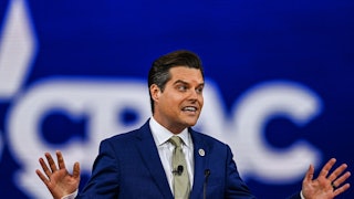US Representative Matt Gaetz (R-FL) speaks at the Conservative Political Action Conference 2022 (CPA...