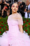 Tessa Thompson wears bright blush as she attends The 2022 Met Gala