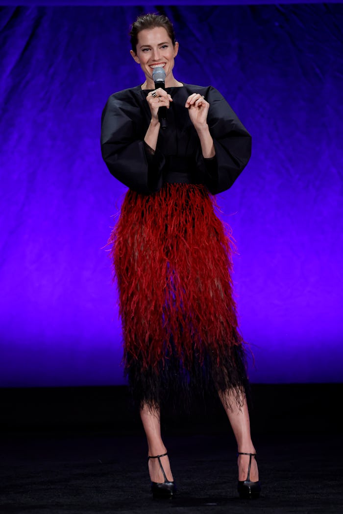 LAS VEGAS, NEVADA - APRIL 27: Allison Williams speaks onstage during CinemaCon 2022 - Universal Pict...