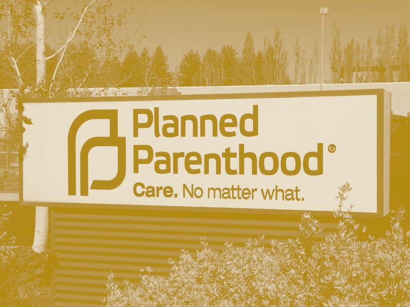 Sign at entry of Planned Parenthood clinic, This clinic is in Pullman Washington. (Photo by: Don and...