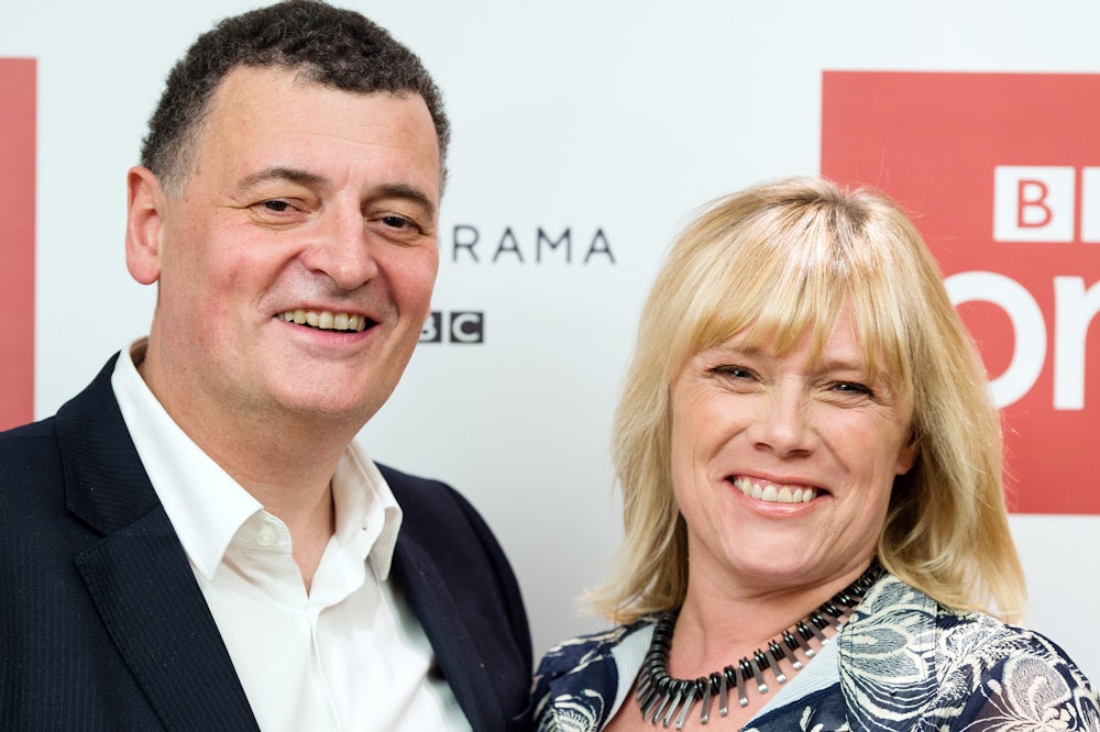 LONDON, ENGLAND - DECEMBER 19:  (L-R) Steven Moffat and Sue Vertue attend a screening of the Sherloc...
