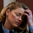 Actor Amber Heard testifies about the first time she says her ex-husband, actor Johnny Depp hit her,...