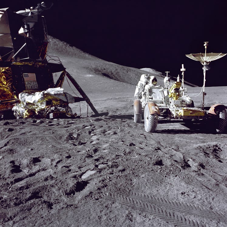 Apollo 15 - NASA, 1971. Apollo 15 launched on July 26, 1971. Here Apollo 15 lunar module pilot Jim I...