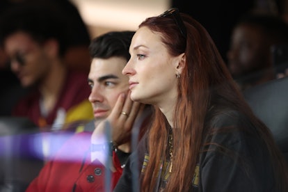 INGLEWOOD, CALIFORNIA - FEBRUARY 13: Joe Jonas and Sophie Turner attend Super Bowl LVI between the L...