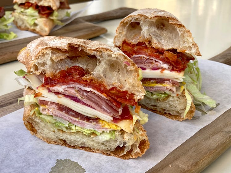 Italian submarine sandwich, or a Grinder Salad Sandwich on TikTok.