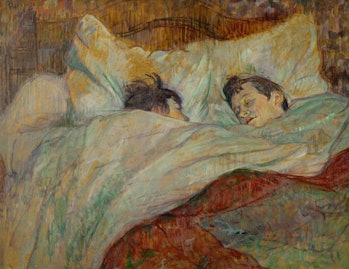 FRANCIA - 1 DE ENERO: La cama.  1892. Cartón sobre tabla de parquet, 54 x 70,5 cm.  RF 1937-38.  (PAG...