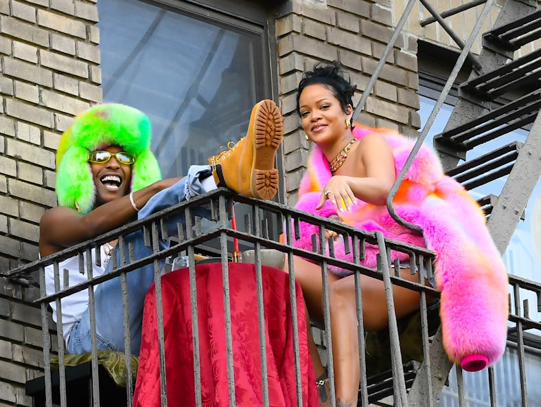 NEW YORK, NY - JULY 11:  Rihanna (R) and A$AP Rocky are seen filming a music video in the Bronx on J...