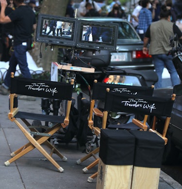 NEW YORK, NY - JUNE 16: Chairs are seen on the set of "The Time Traveler's Wife" on June 16, 2021 in...