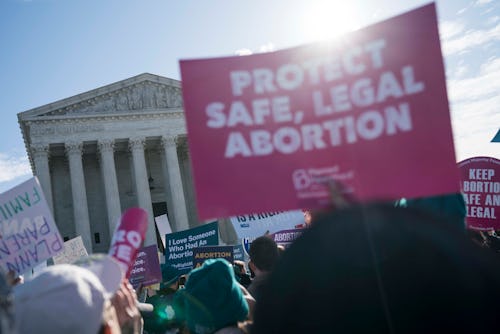 WASHINGTON, DC - MARCH 04: People participate in an abortion rights rally outside of the Supreme Cou...