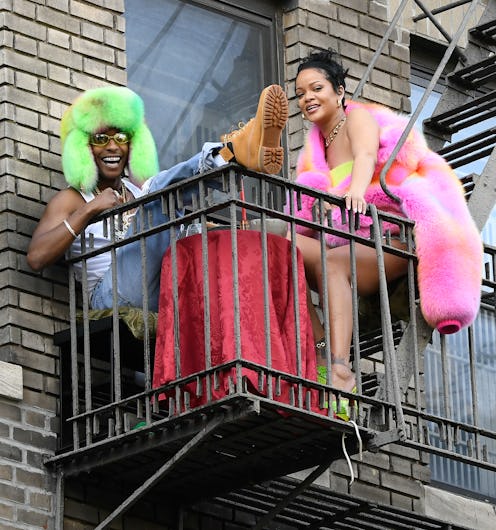 NEW YORK, NY - JULY 11: Rihanna (R) and A$AP Rocky are seen filming a music video in the Bronx on J...