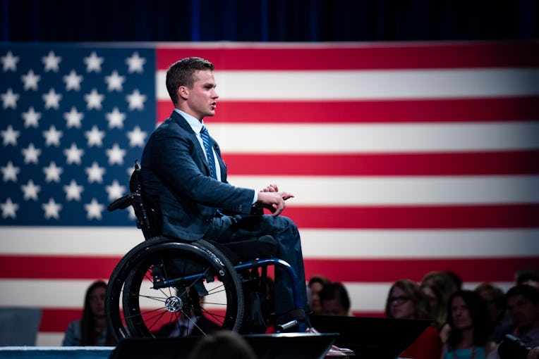 DALLAS, TX - JULY 9
Rep. Madison Cawthorn (NC-11) speaks to the crowd at the Hilton Anatole Hotel i...
