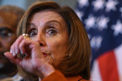 RZESZOW, POLAND - MAY 01: US Speaker of the House, Nancy Pelosi together with a congressional delega...