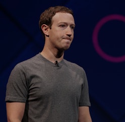Facebook Chairman and CEO Mark Zuckerberg  pauses as he mentions the shooting posted on Facebook ear...