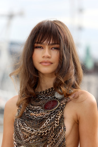 Zendaya wore a '90s blowout with bangs in London in October 2021.