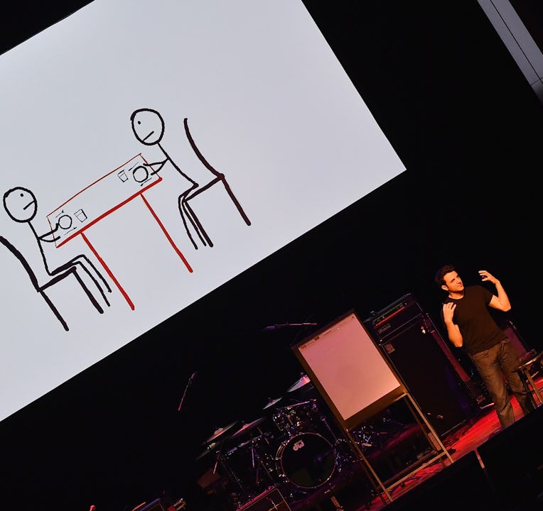 NASHVILLE, TN - OCTOBER 11: Tim Urban speaks at the Keynote Presentation: Wait But Why's Tim Urban ...