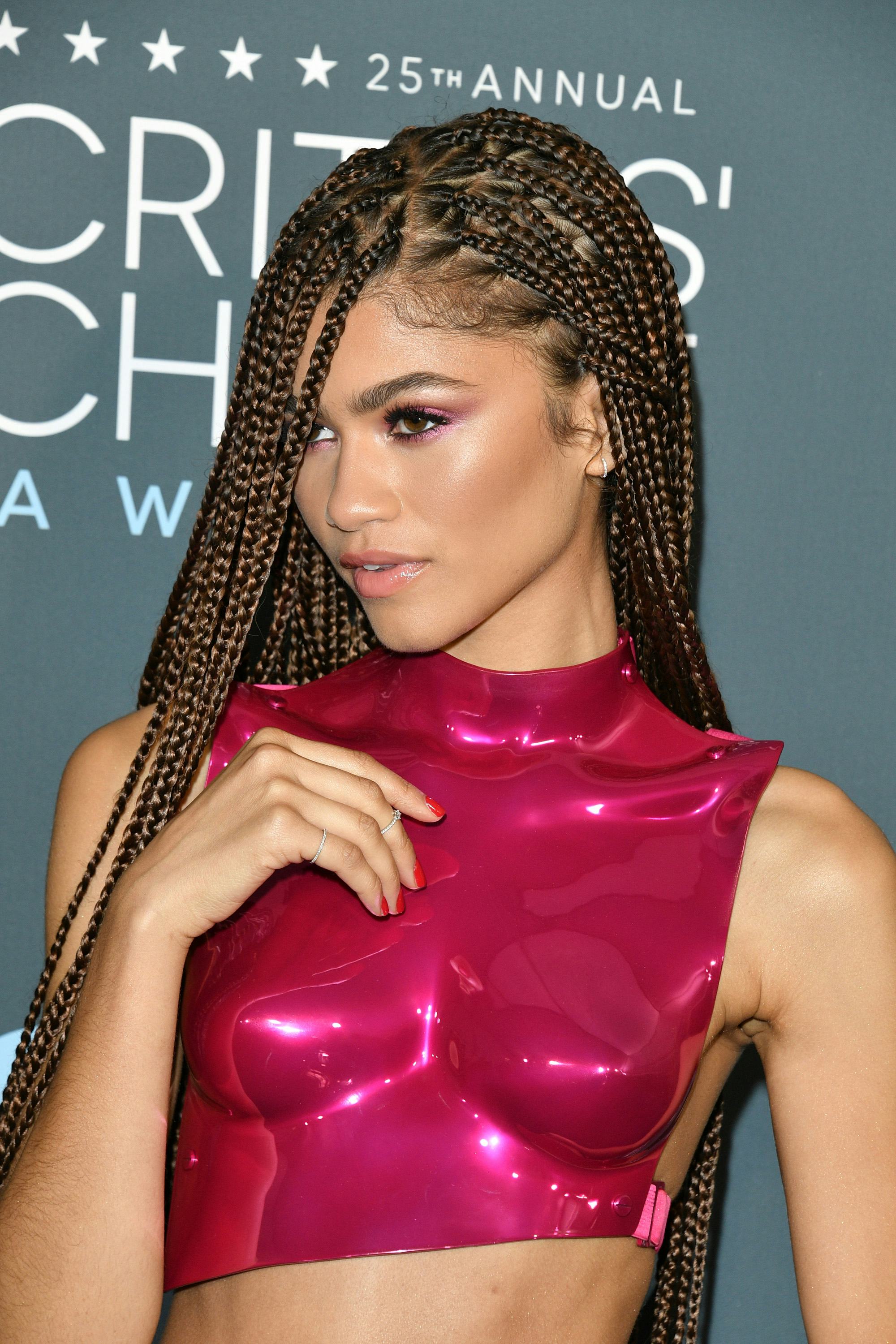 Zendaya&rsquo;s hair in braids at the 25th Annual Critics' Choice Awards in 2020