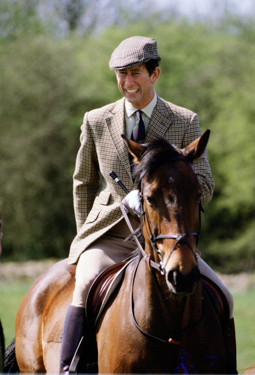 GREAT BRITAIN - APRIL 19:  Prince Charles, Prince of Wales riding at Badminton Horse Trials  (Photo ...