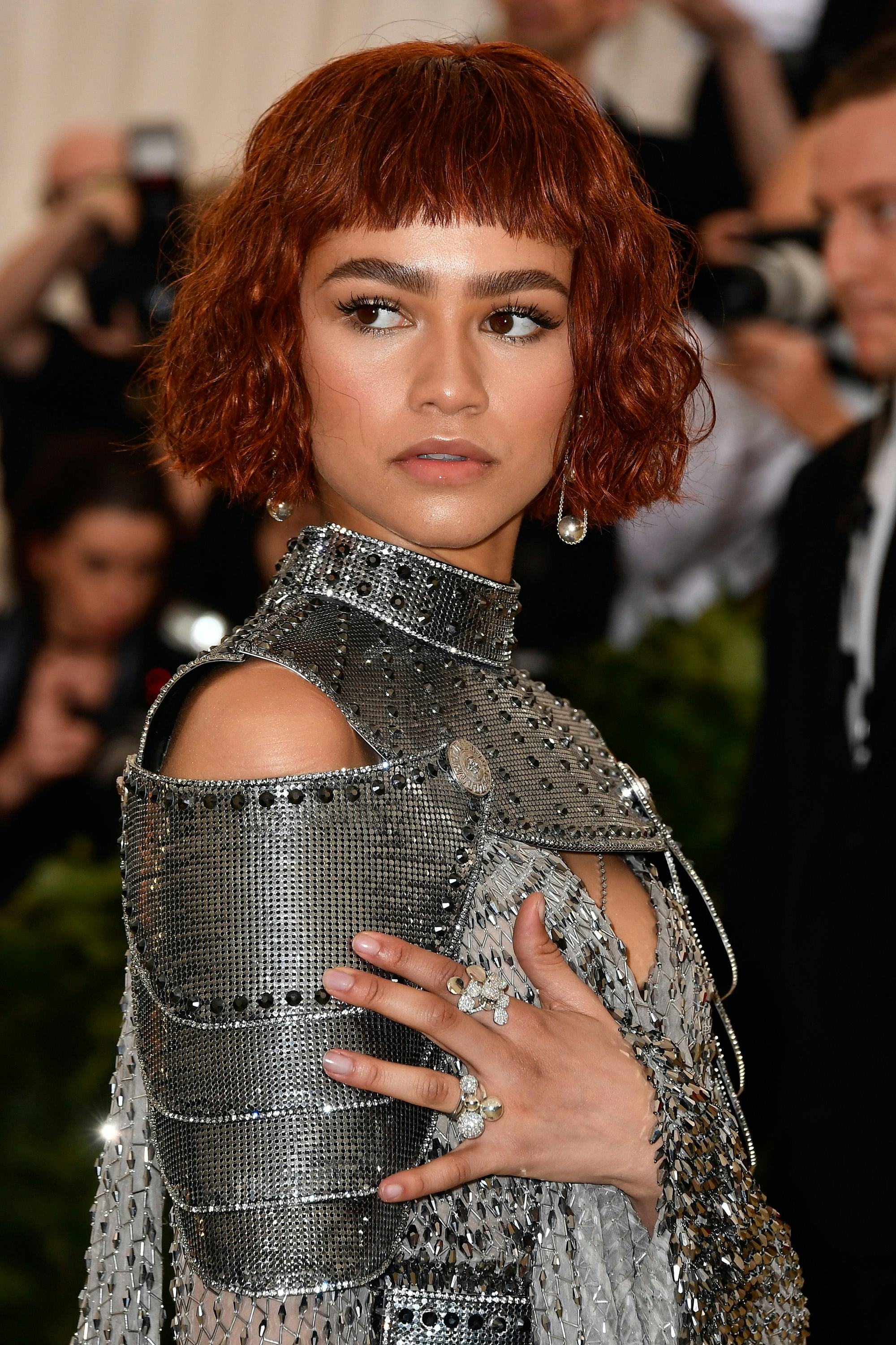 Zendaya&rsquo;s hair evolution included a red bob at the 2018 Met Gala.