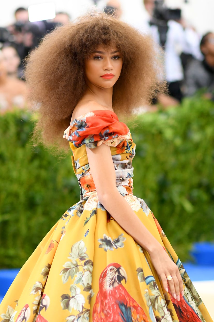 Zendaya's blown out fro at the 2017 Met Gala.