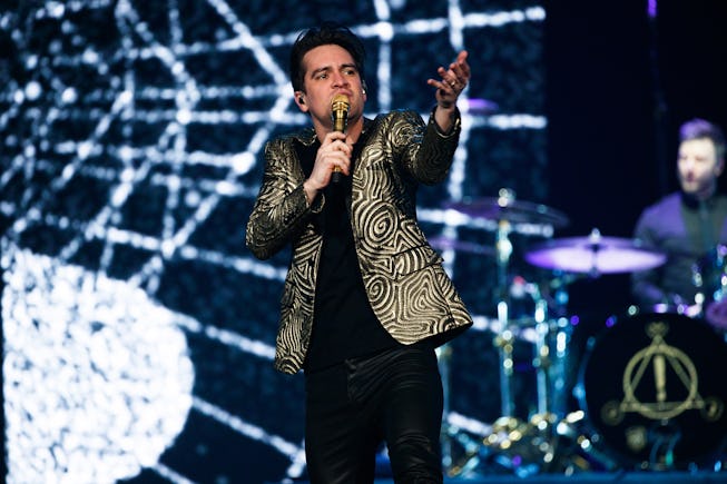 LONDON, ENGLAND - MARCH 28: Brendon Urie of Panic! At the Disco performs on stage at The O2 Arena on...