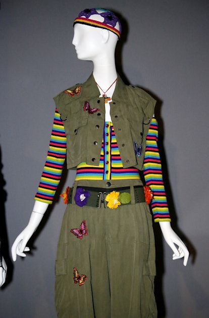 NEW YORK, NY - MAY 22:  An Anna Sui Rainbow Grunge ensemble from 1993 is shown at the RetroSpective ...