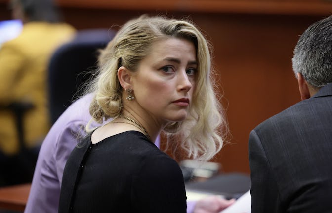 US actress Amber Heard waits before the jury said that they believe she defamed ex-husband Johnny De...