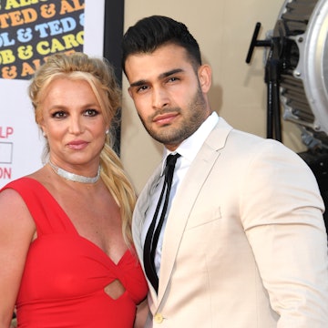 Sam Asghari opens up about Britney Spears' miscarriage. Here, they arrive at the Sony Pictures' "Onc...