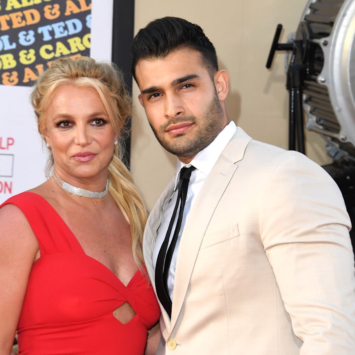 Sam Asghari opens up about Britney Spears' miscarriage. Here, they arrive at the Sony Pictures' "Onc...