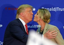 (011816 Concord, NH) Republican candidate for President Donald Trump kisses his daughter Ivanka as h...
