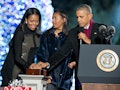 WASHINGTON, DC - DECEMBER 1:  U.S. President Barack Obama, first lady Michelle Obama and Sasha Obama...